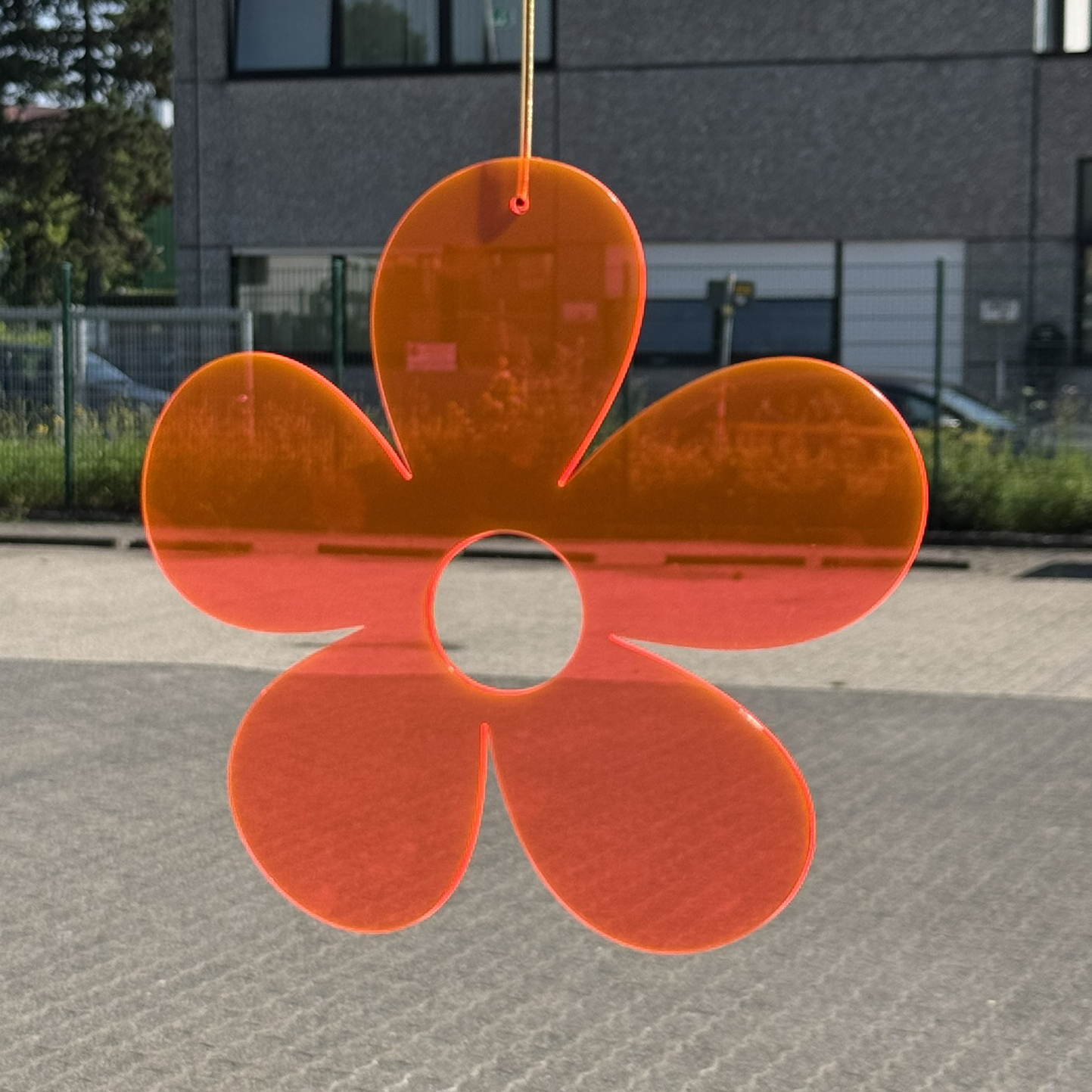 Acryl Blume groß Neon orange