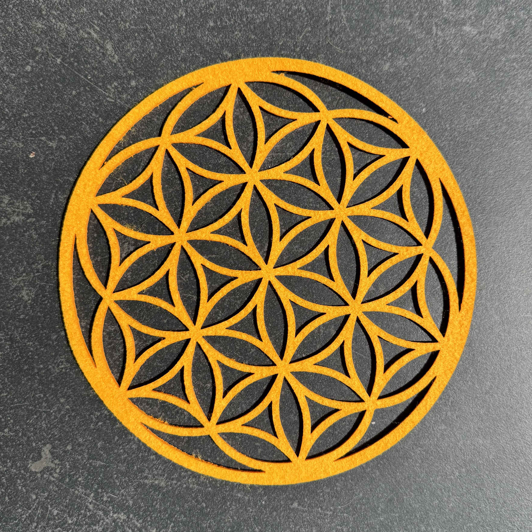 Filz Untersetzer BLUME DES LEBENS orange