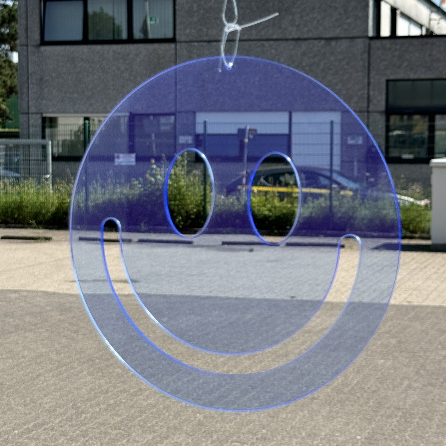 Acryl Smiley groß Neon blau