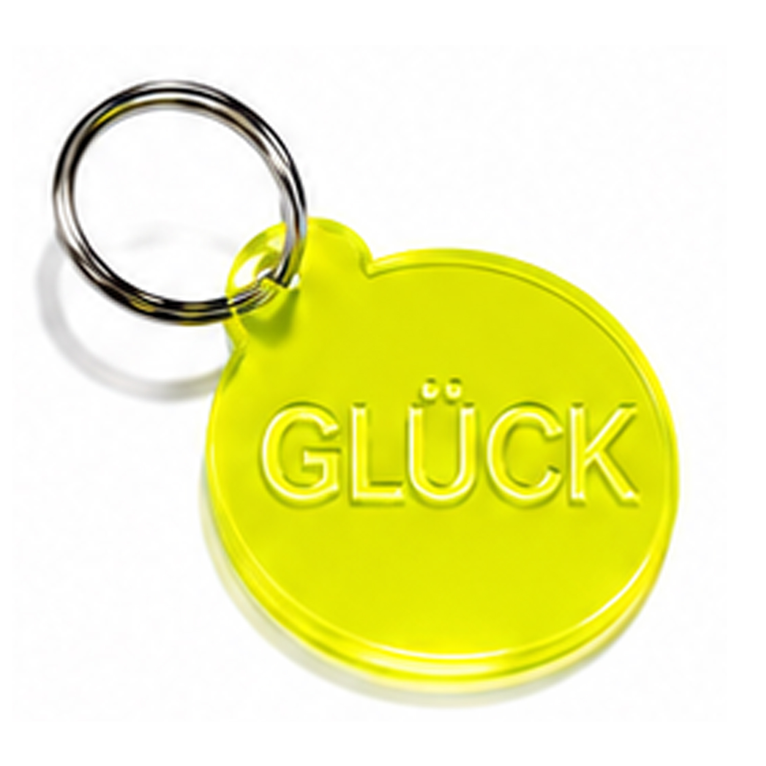 Schlüsselanhänger GLÜCK Neon gelb 
