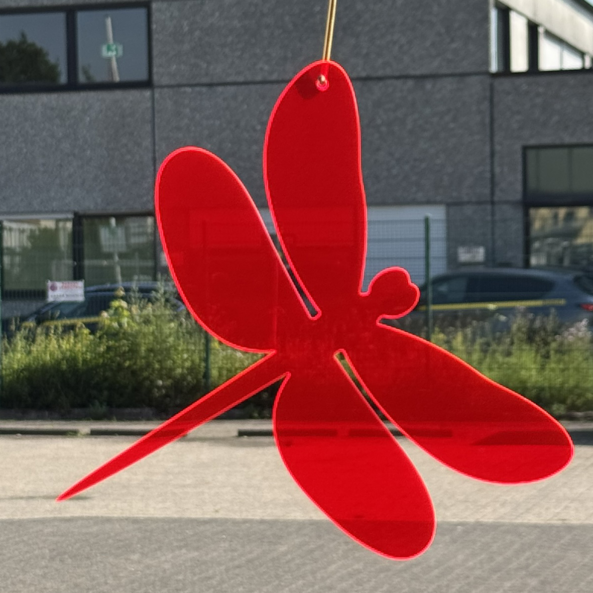 Acryl Libelle groß Neon rot 