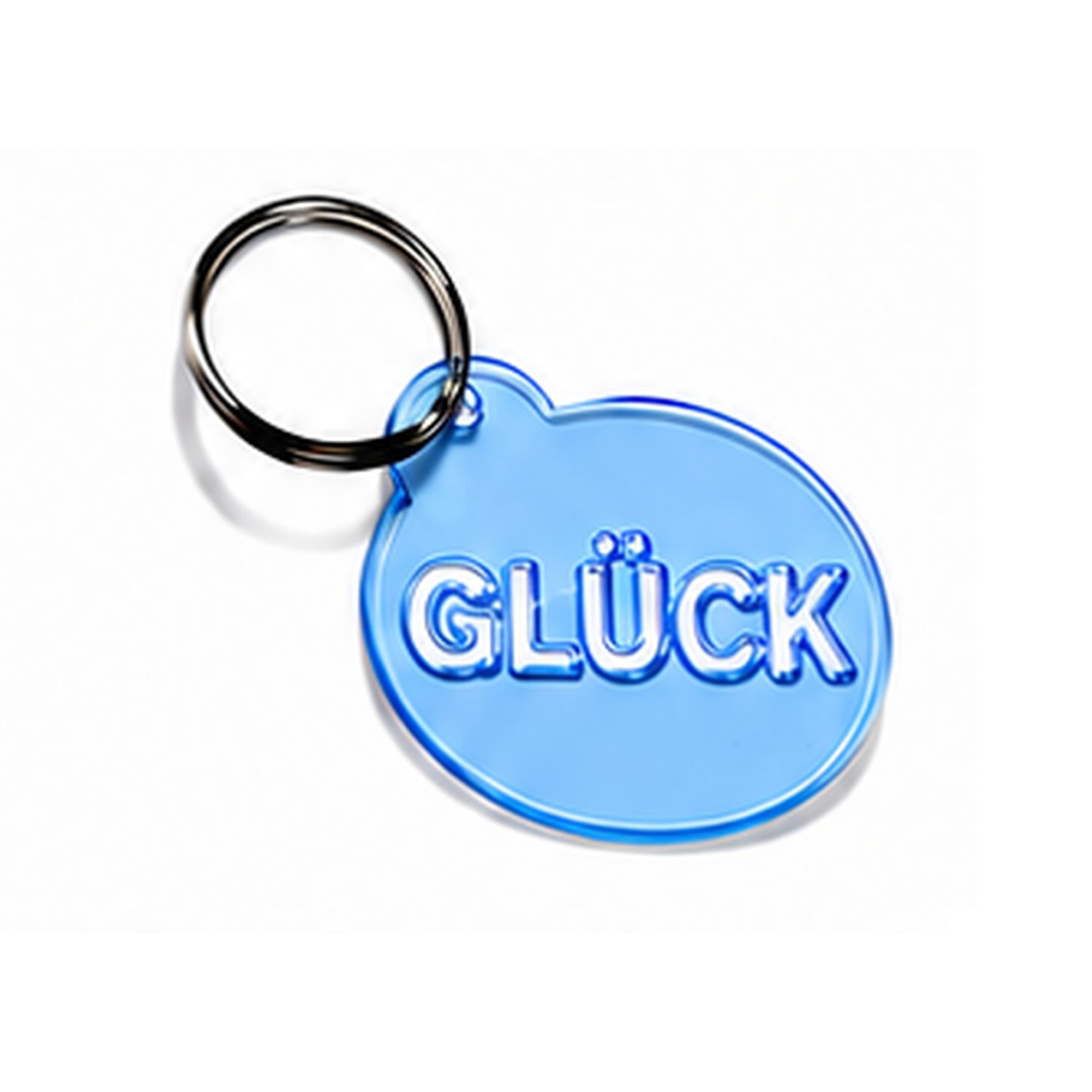 Schlüsselanhänger GLÜCK Neon blau