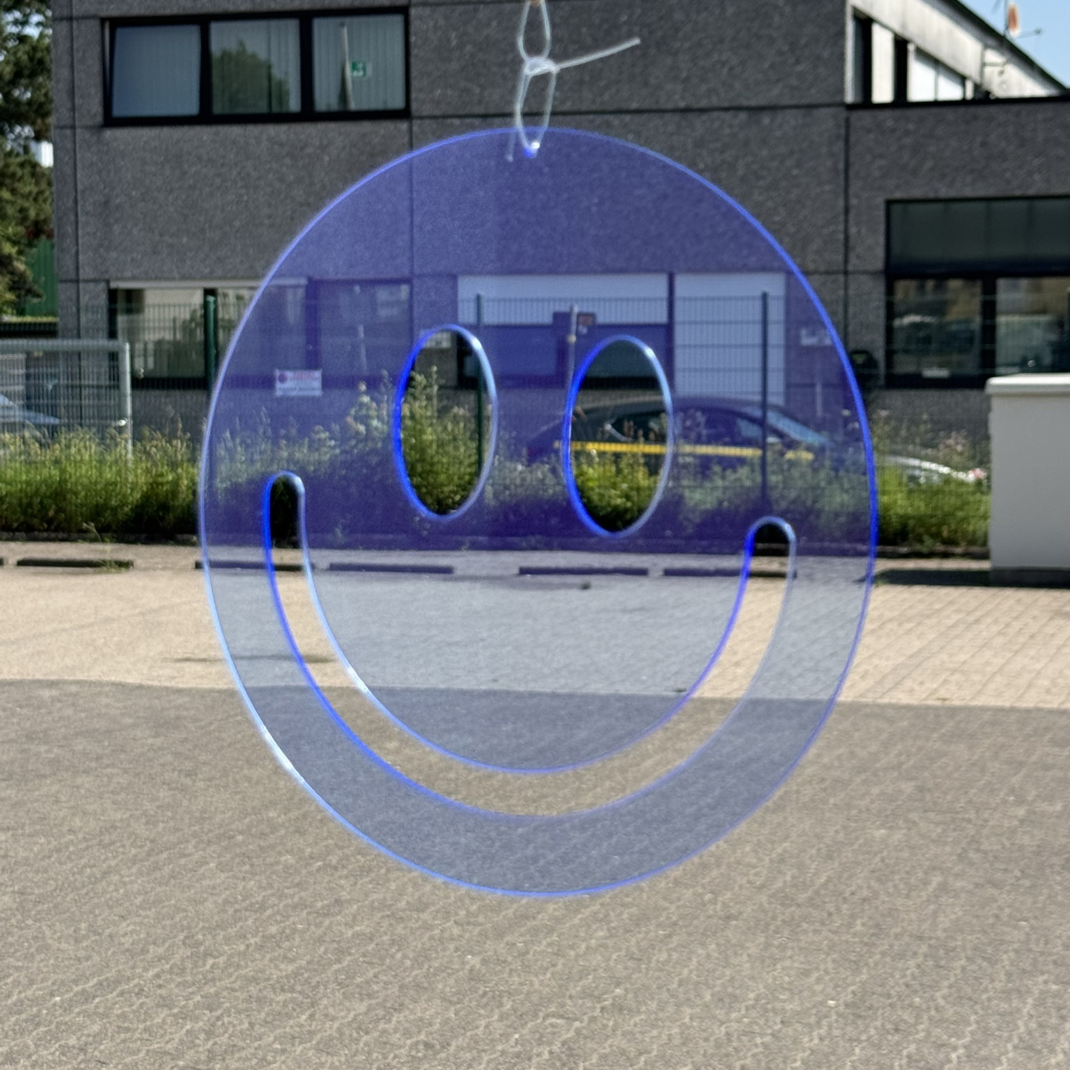 Acryl Smiley klein Neon blau