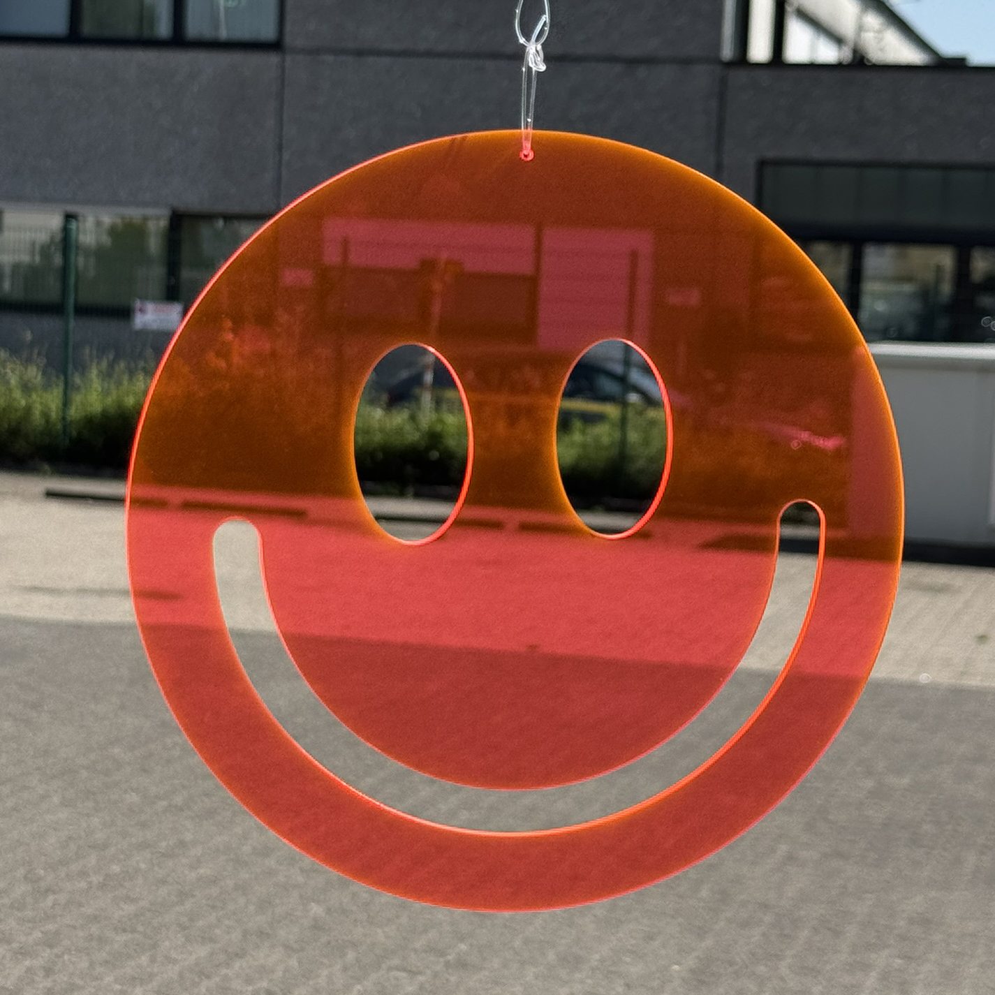 Acryl Smiley groß Neon orange