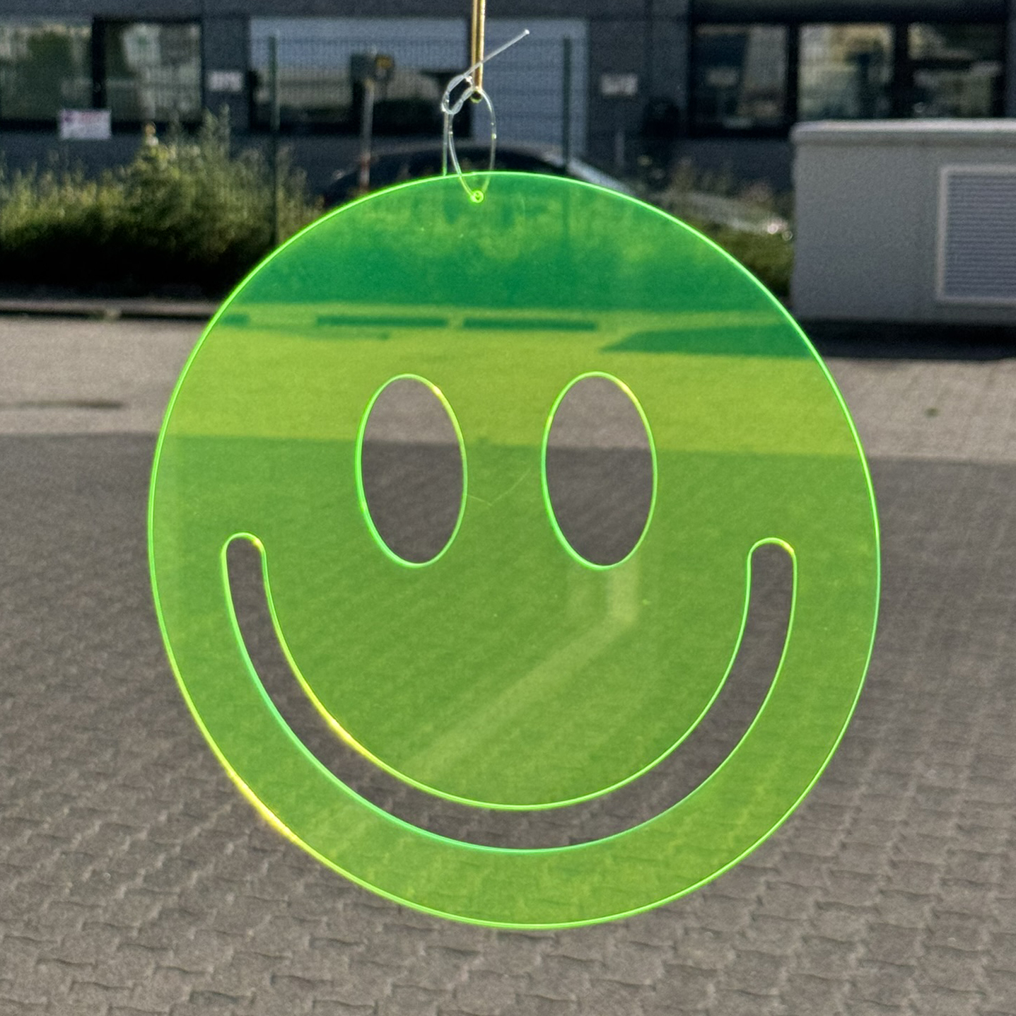 Acryl Smiley groß Neon gelb 